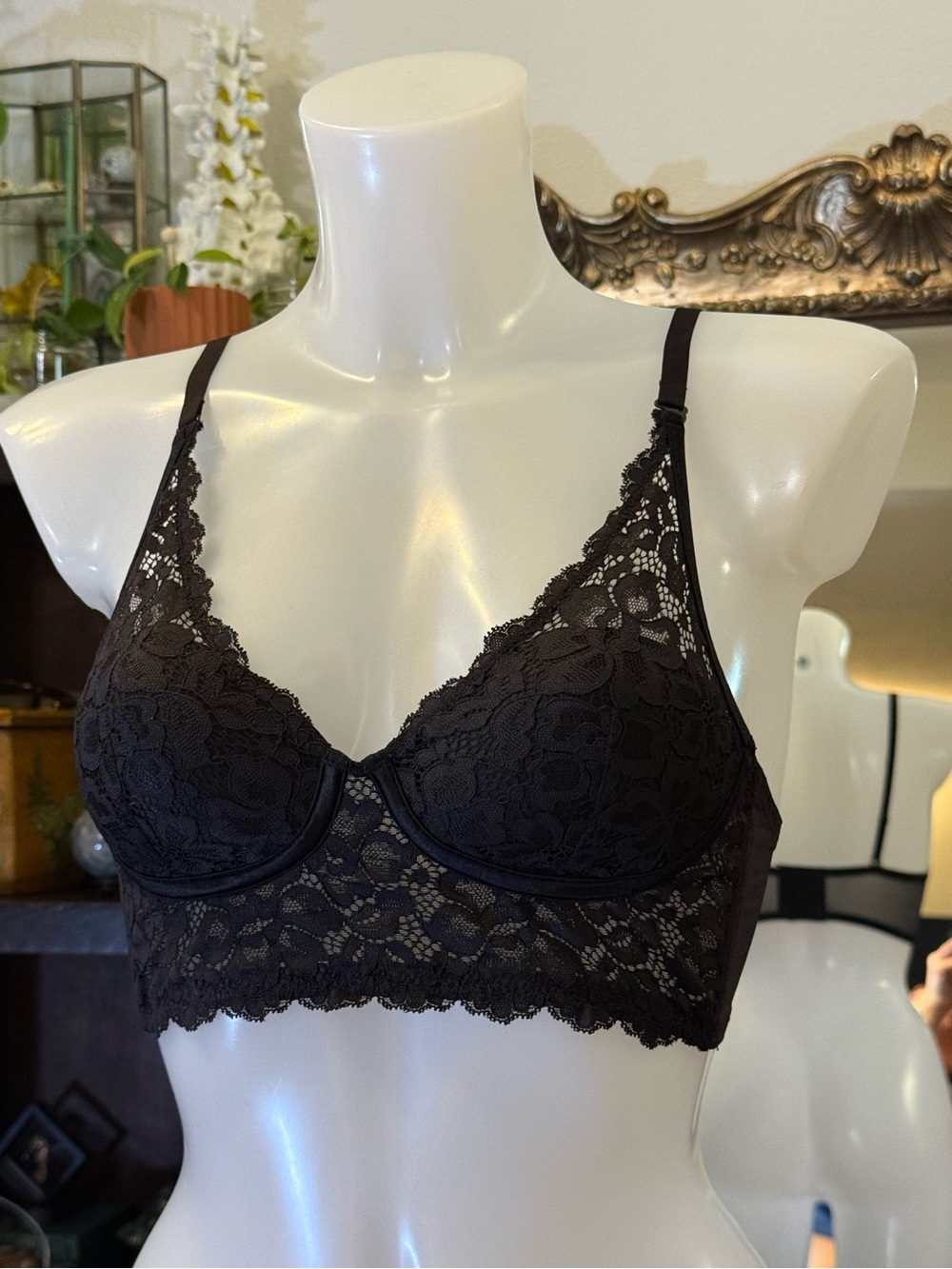 Maidenform Black Lace Longline Underwire Bralette